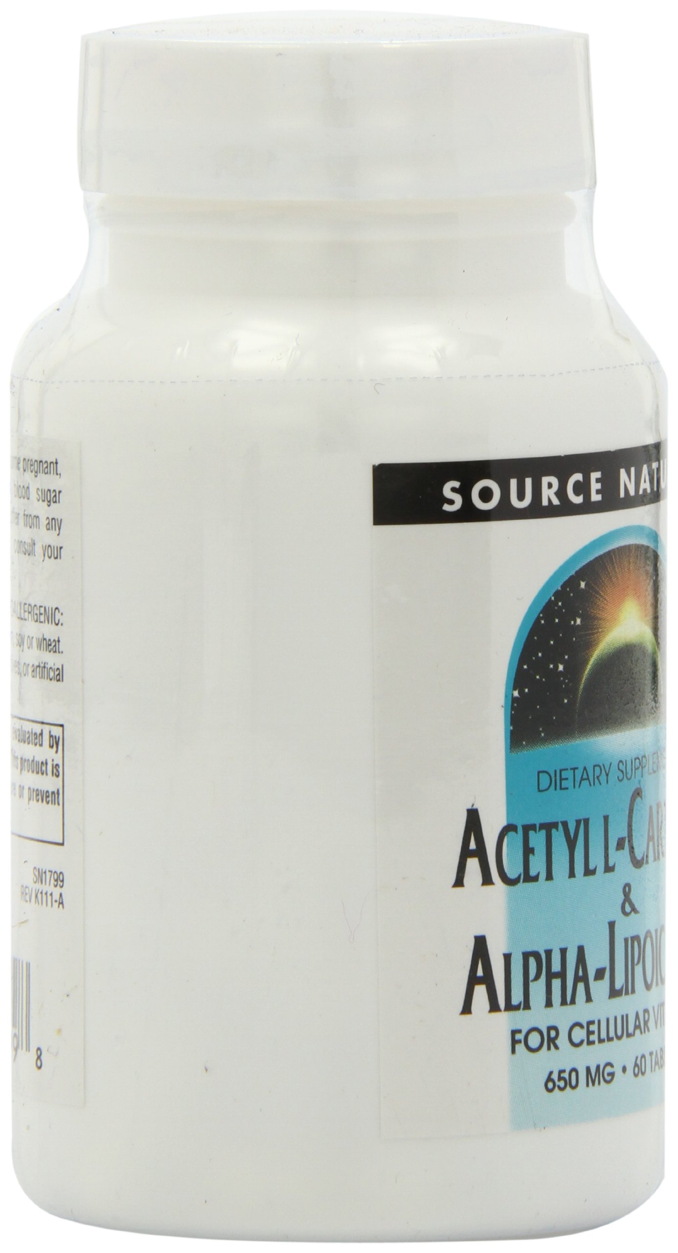 Source Naturals Acetyl LCarnitine and Alphalipoic Acid, 650mg, 60