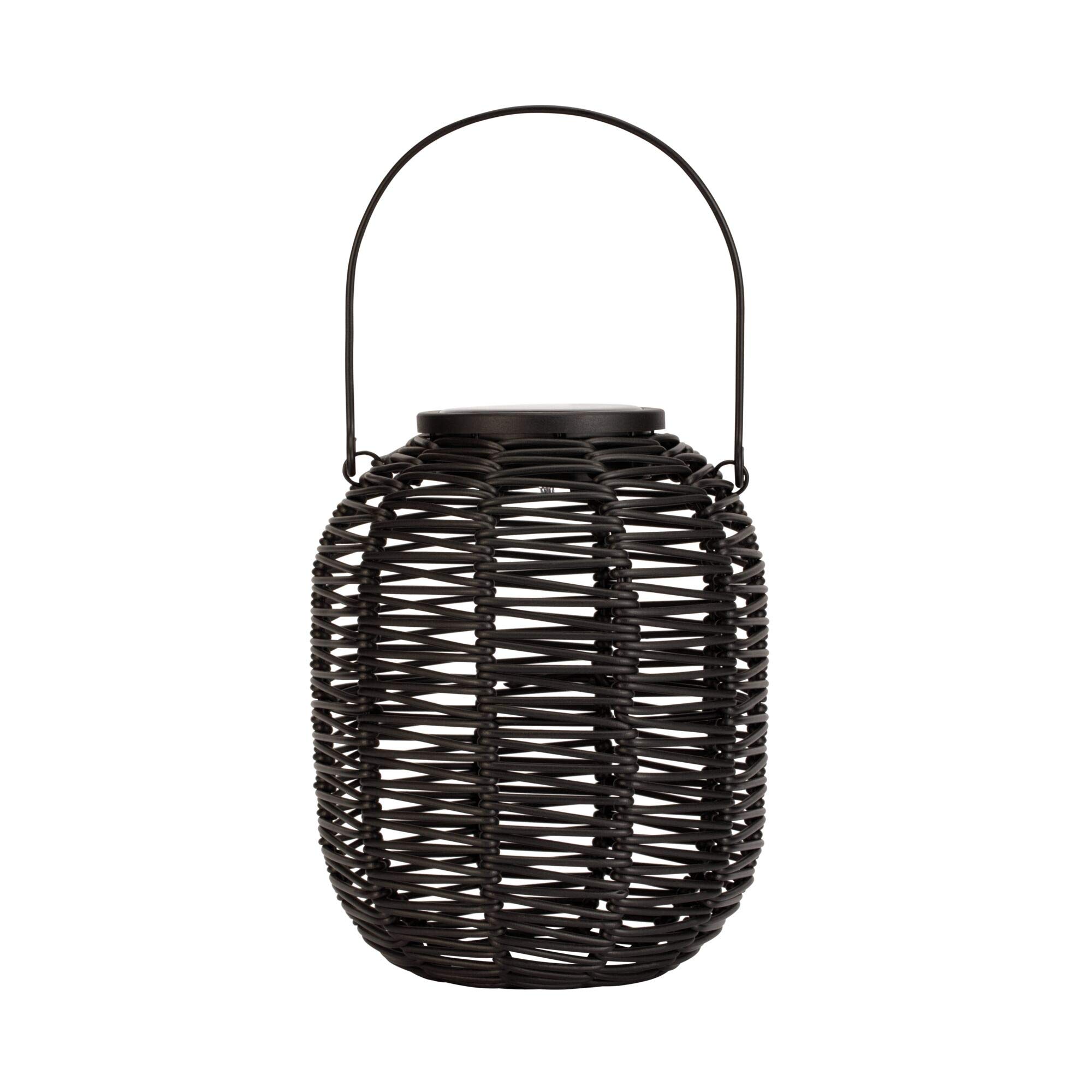 Pauleen 48167 Sunshine Treasure Lantern for Balcony or Garden Black Outdoor Lighting Plastic Rattan Solar 3000K