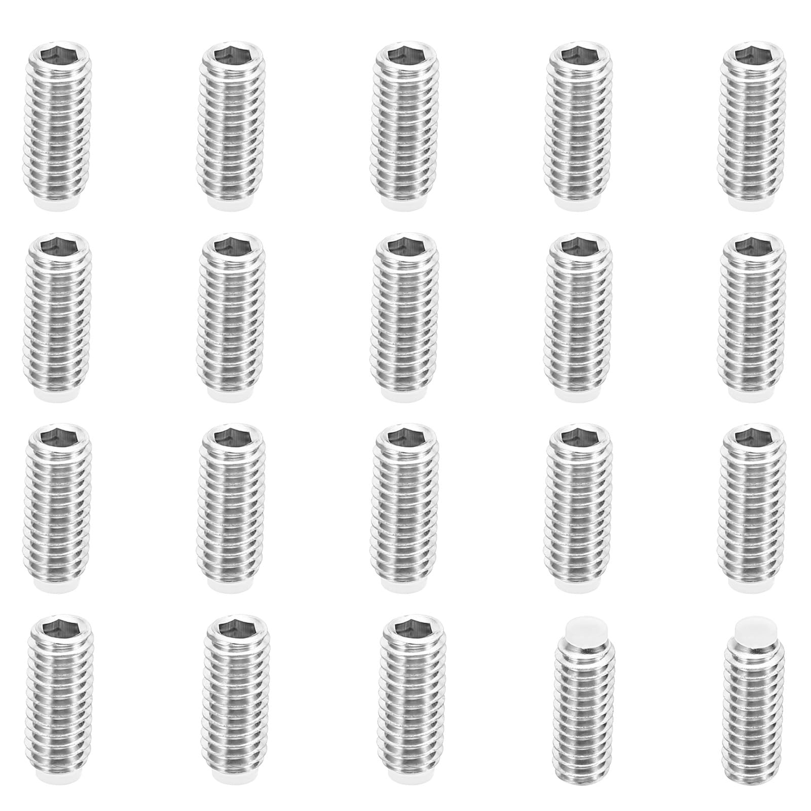 PATIKIL M6x14mm Nylon Tip Grub Screw, 20 Pack Metric Hex Socket Head Cup Point Anti Slip Set Screws Internal Hex Drive Hardware, 304 Stainless Steel