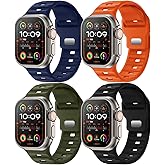 Acextro 4-Pack Sport Bands Compatible with Apple Watch Ultra 3/Ultra 2/Ultra Band 49mm 46mm 45mm 44mm 42mm for Men, Waterproof Silicone Strap Soft Breathable Wristband for iWatch Serise 11 10 9 8 7 6 5 4 3 SE3/SE