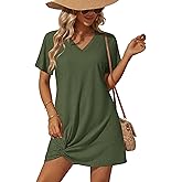 Ekouaer Women's Coverup Short Sleeve Swimsuit Cover Ups 2026 Summer Bathing Suit Cover Twisted Cover Up Dress S-2XL