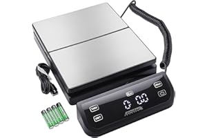 Accuteck High Precision 150lb x 0.28g Large Stainless Steel Platform, Digital Shipping Scale with Extended Touch Display