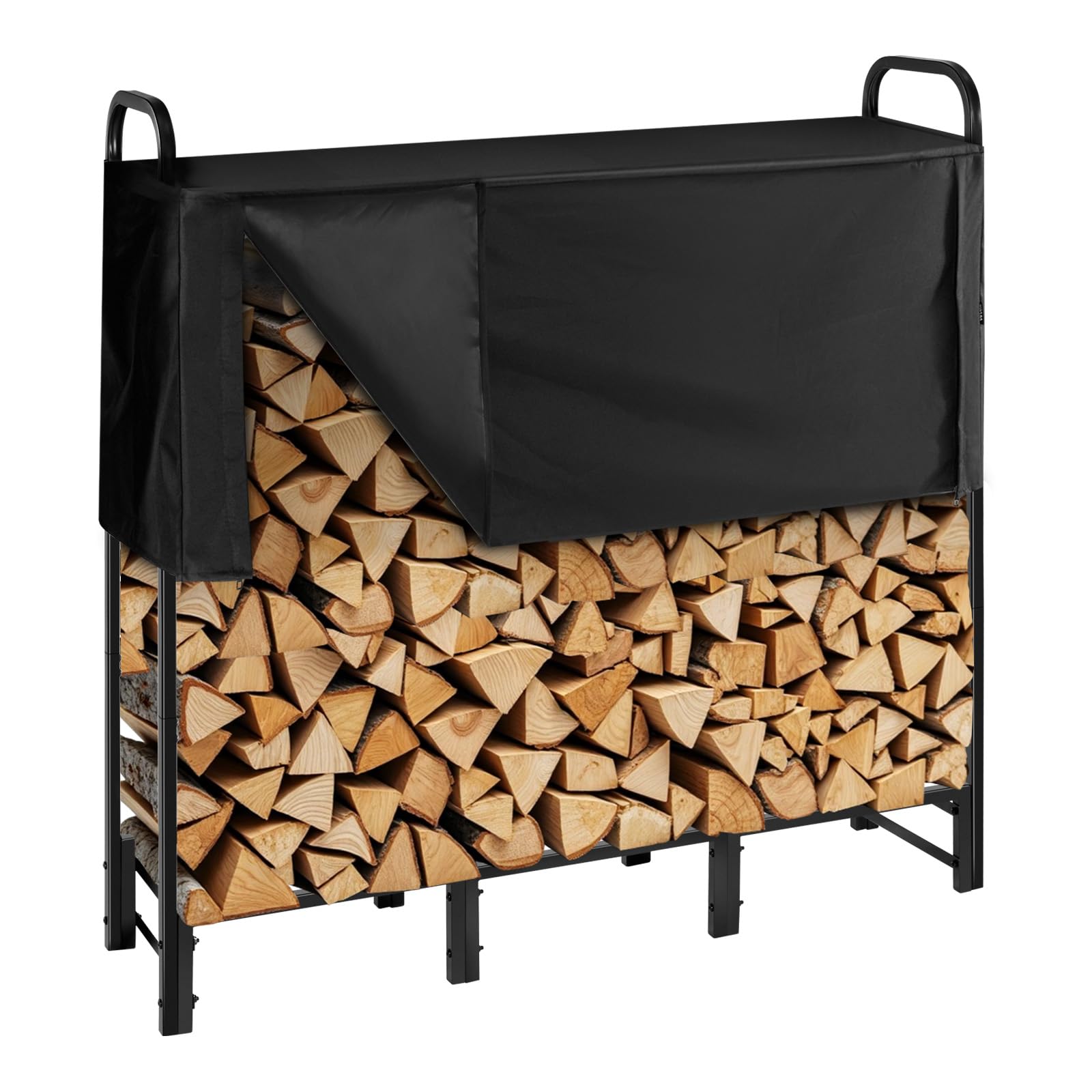 Photo 1 of **SIMILAR NOT EXACT**
VEVOR Firewood Rack with Waterproof Cover, 4 ft Outdoor Firewood Holder, 1/4 Cord Storage Metal Log Holder, 400lb Max Weight Capacity, Top Covered, Powder-Coated Wood Storage Rack for Fireplace Deck**