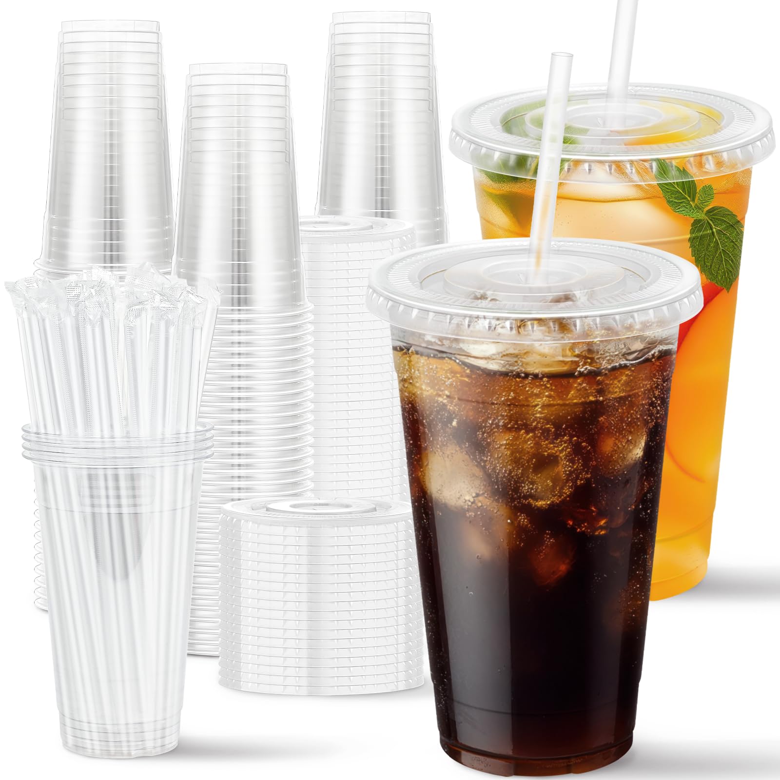 Photo 1 of *****************Missing the straws**************
Huifany 100 Pack 20 oz Plastic Clear Cups with Lids and Straws, Disposable Coffee Cups with Lids for Iced Coffee, Cold Drinks, Smoothie and Milkshake