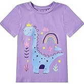 Cuddomper Toddler Girls Clothes T-Shirt Short Sleeve Graphic Tee Cartoon Dinosaur 2-6T Girl Shirt Summer