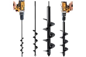 VASGOR Set of 2 Auger Drill Bit for Planting (1.6x16, 3.5x16) - Easy Planter Garden Auger - Bulb & Bedding Plant Augers - Posthole Digger for 3/8” Hex Drive Drill