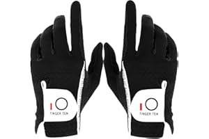 FINGER TEN Premium Rain Grip Men's Golf Gloves 1 Pair, Hot Wet Weather No Sweat Glove for Serious Feel & Performance, Left Right Hand Black Gray White Blue Fit Size S M L XL 2XL 3XL