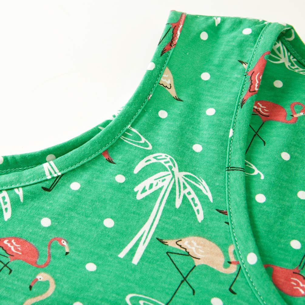 ENJOYNIGHT Womens Pajama Sleeveless Print Sets Tank Capir Pants Sleepwear Sets (Meduim, Flamingo)