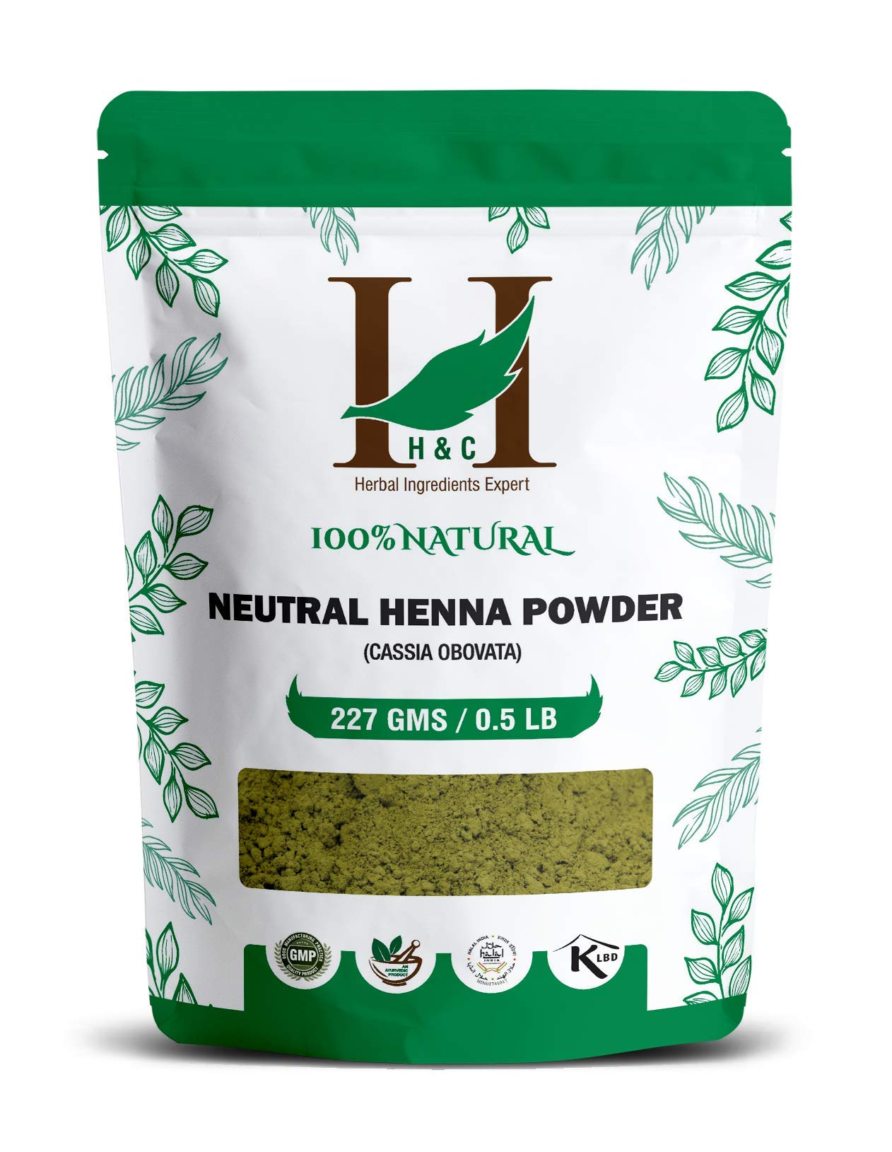 H&C Neutral Henna Powder/Colorless Henna/Cassia Powder (Cassia Obovata) - 227G (1/2 Lb) | For Conditioning Your Hair Without Coloring.
