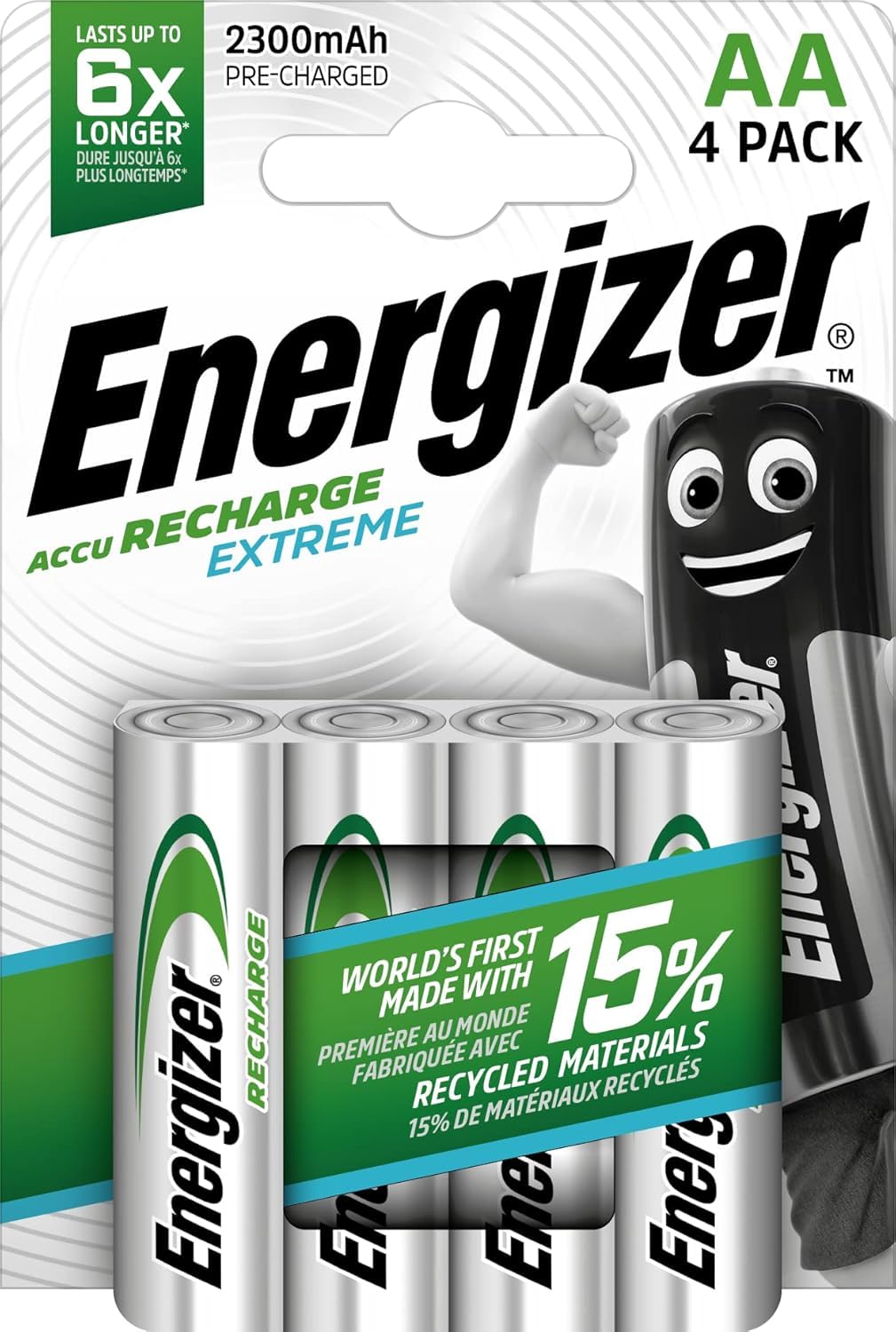 Energizer Accu Recharge Extreme Rechargeable AA Batteries, 4 Pack
