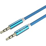 Aux Cable (3.3ft/ 1M) LB World Audio Cable 3.5mm to 3.5mm aux cable for car, iPhone in car Male to Male Gold plated Aux to Aux cable braided Tangle free Universal Auxiliary cable for car audio , iPhone, Android phones, Mp3, iPod, Beats headphones and More (Blue)