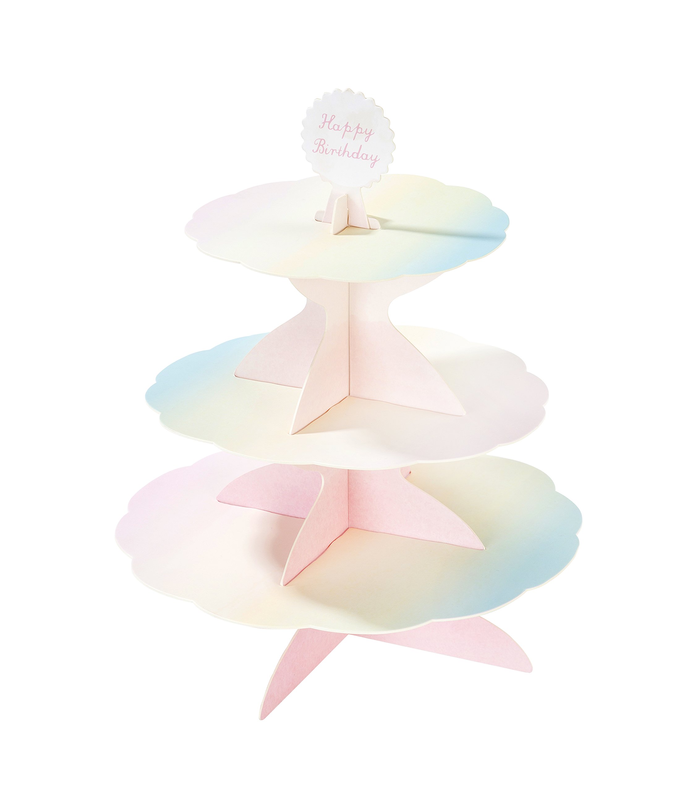 Talking Tables We Heart Pastels, 3 Tier Reversible Cake Stand, Paper, H37.5 x W30cm (complete with 4 different toppers), Pastelcakestand, Pastel