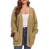 Cardigan Sweaters for Women Plus Size Waffle Knit Long Sleeve Womens Fall Open Front Sweaters Tops with Pockets