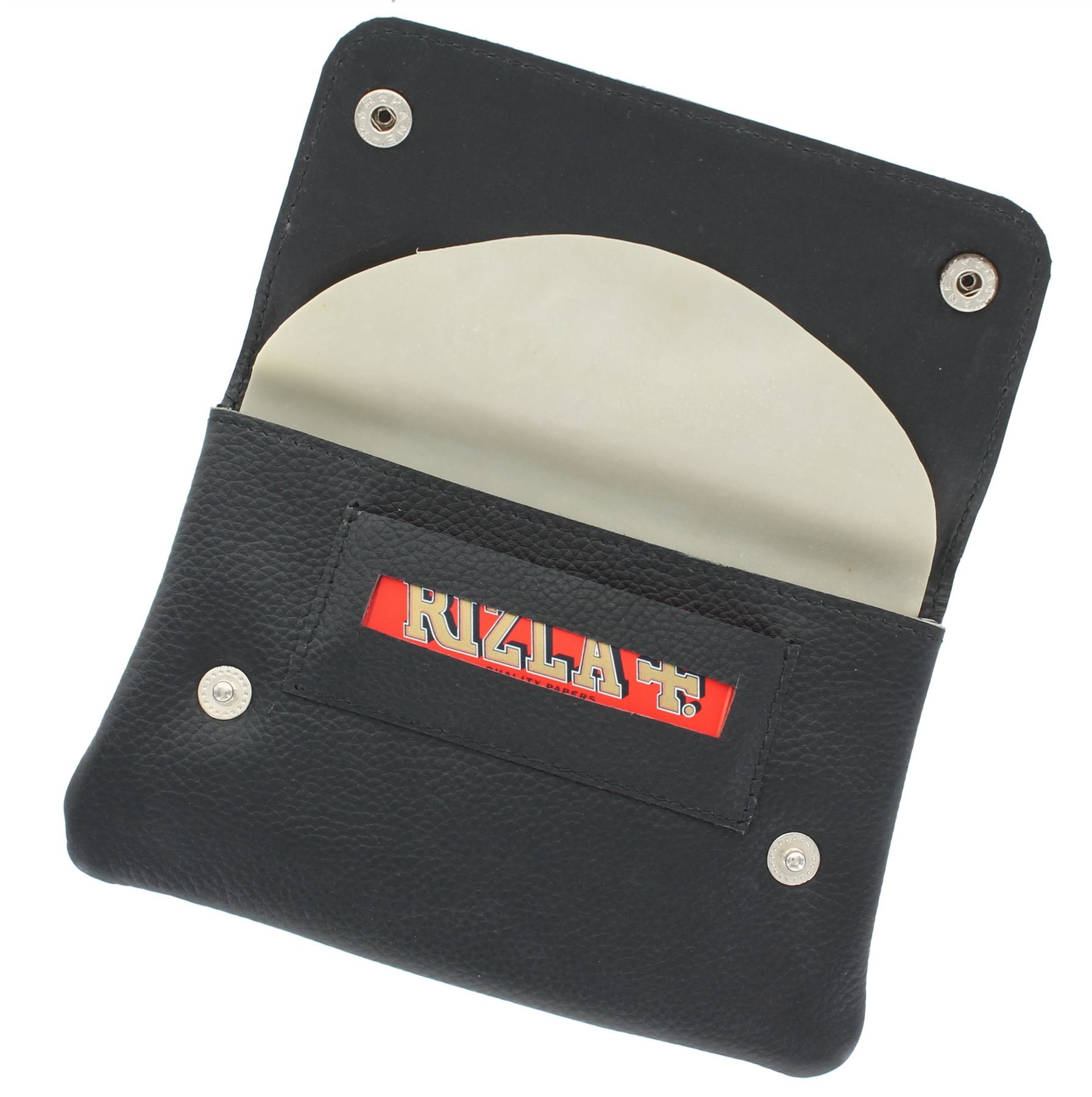 Ashlie Leather AC410 Black Rubberised Leather Tobacco Pouch with Paper Holder - One Size