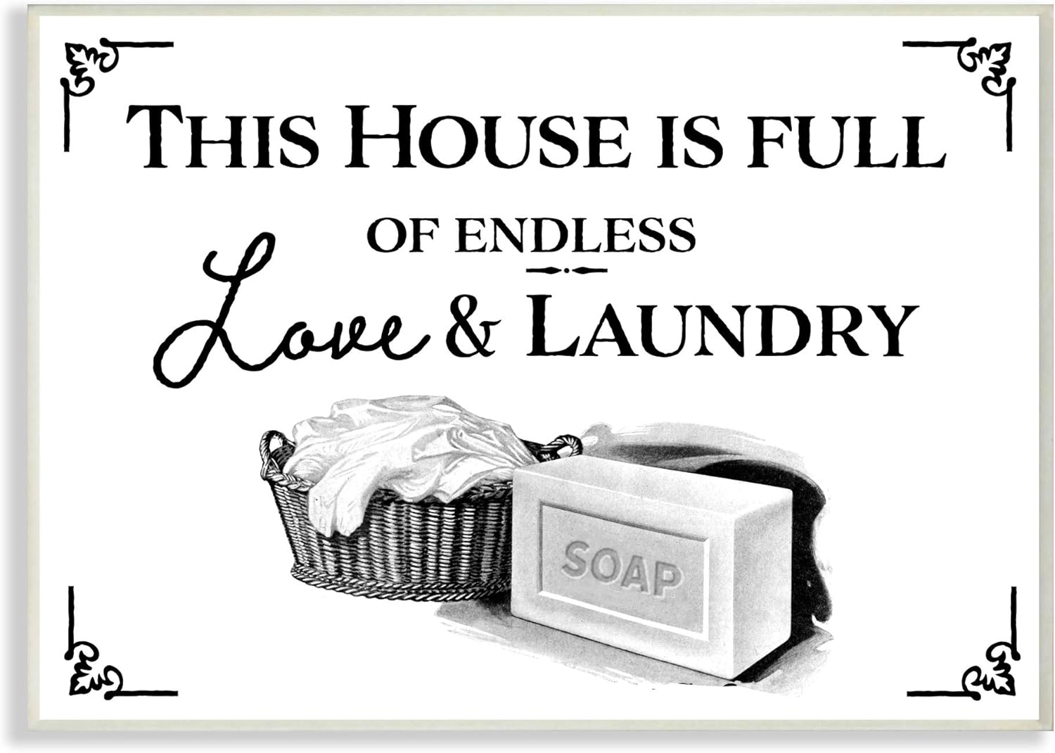 Stupell Industries Endless Love and Laundry Bathroom Word Wall Plaque, 10 x 15, Design by Artist The Saturday Evening Post