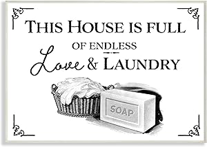 Stupell Industries Endless Love and Laundry Bathroom Word Wall Plaque, 10 x 15, Design by Artist The Saturday Evening Post