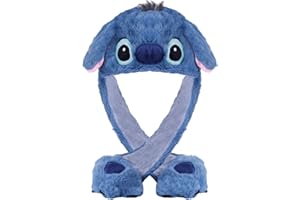 CNEISEJK Stitch Ear Moving Jumping Hats Warm Plush Rabbit Winter Caps Cute Stitch Angel Hat Novelty Party Hats for Womens
