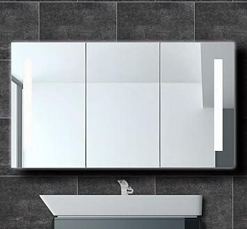 Designer Aluminium Spiegelschrank 120cm Badezimmer Led Beleuchtung Kaltweiss Einbaufertig Ip44 3 Turig Amazon De Kuche Haushalt