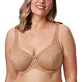 DELIMIRA Women's Plus Size Full Coverage Underwire Unlined Minimizer Lace Bra