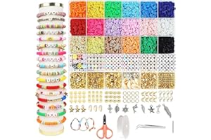 Clay Beads Kit 6000 Pcs Polymer, 18-Color Heishi Set with Elastic Strings for Bracelet Making, Jewelry DIY and Crafts, 6000PC