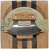 Large Alaska Ulu Bowl Set Salmon School Etched Handle (1)