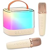 Karaoke Machine for Kids,Portable Bluetooth Speaker with Wireless Microphone for Illusionary Flowing Light,Karaoke Toys Gifts for Girls & Boys Ages 4-12 +Year Old Birthday Party