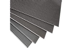 FANCYWING 200X300X0.5MM 1.0MM 1.5MM 2.0MM 2.5MM 3.0MM 4.0MM 5.0MM 6.0MM Carbon Fiber Sheet 100% 3K Carbon Fiber Laminate Plate Plain Weave Panel Sheet 4.5MM Thickness(Glossy Surface)