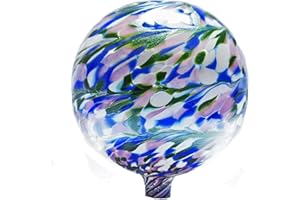 IRON ELEGANCE Glass Gazing Ball Garden View II 12 Inch by Iron Art Glass Designs