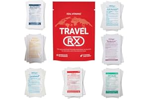 Travel RX Medicine Kit - Bulk Travel Medicine Kit with Individually Wrapped Medicine & Bag for Indigestion, Motion Sickness & More by Real Vitamins (1 Kit)