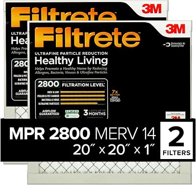 Filtrete 20x20x1 Air Filter MPR 2800 MERV 14 Healthy Living Ultrafine Particle
