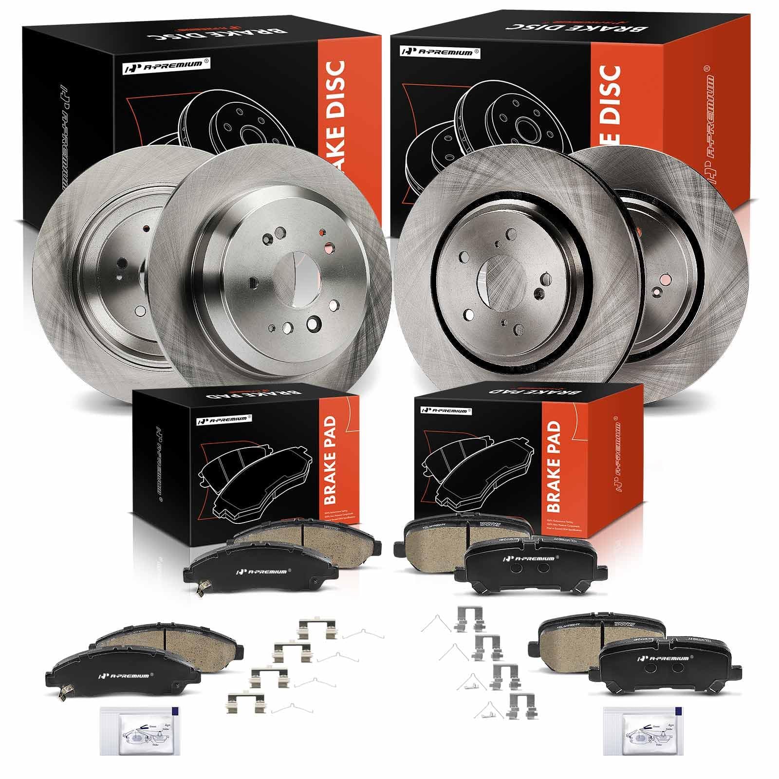 Photo 1 of A-Premium Front Vented and Rear Solid Disc Brake Rotors Compatible with Acura Models - MDX 2014 2015 2016, 3.5L, 4-PC Set, come with free Brake Pads