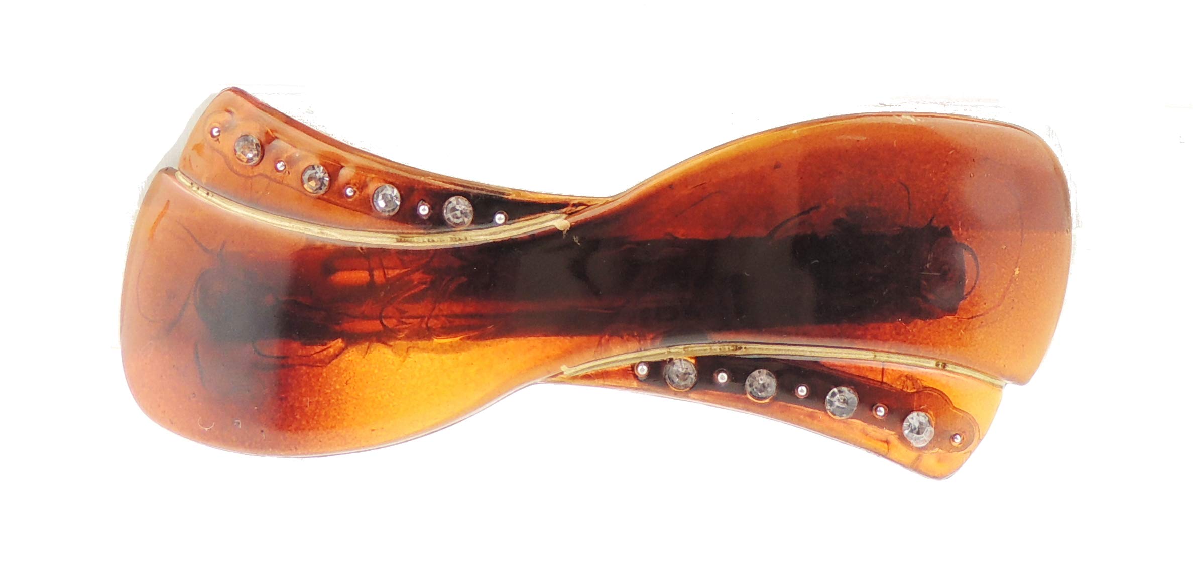 Womens Girls Classic Bow Swirl Glossy Tortoiseshell Brown Wedding Birthday Party Evening Ponytail Fine Medium Hair Accessories Occasion Barrette Hairpin Silver Tone Metal French Spring Clip