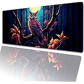 amepay Retro Owl Gaming Mouse Pad 31.5x11.8in,Moon Bird Large Extended Desk Mat with Non-Slip Rubber Base,Vintage Big Mousepad for Laptop Computer PC,for Gamer Office Home Decor,Deskmat Gifts