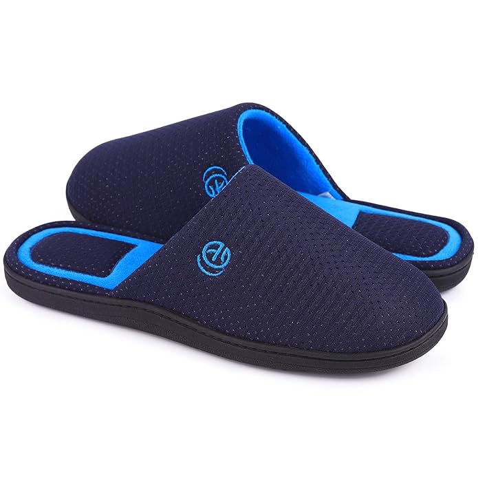 EverFoams Herren & Damen Gemütliche Memory Foam Hausschuhe, Frottee Pantoffeln mit Rutschfester Gummisohle