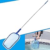 Anothera 48" Pool Skimmer Net Adjustable Aluminum Telescopic Pole Swimming Leaf Rake Net for Spa Pond Pool，Pool Cleaner Suppl