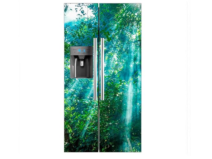 Vinilo Frigorífico Americano Rayos de luz Arboles | 91X177cm ...