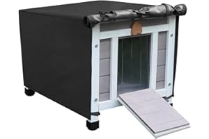 Deblue Feral Cat House with Cover, Weatherproof Wooden Cat House, Outdoor Stray Cat Shelter for Small Pets - Grey House with Cover