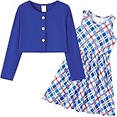 PATPAT Toddler Girl Dress 2 Piece Girl Sleeveless Dress and Cotton Cardigan Set with Pockets, 18M-12Y