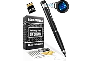 SIRGAWAIN Platinum PRO 64GB Body Camera Pen, 1080p Full HD Video & Photos, 75-Min Battery, Motion Detection, 2025 Model, Ready to Use Body Cam, 64GB Pre-Installed