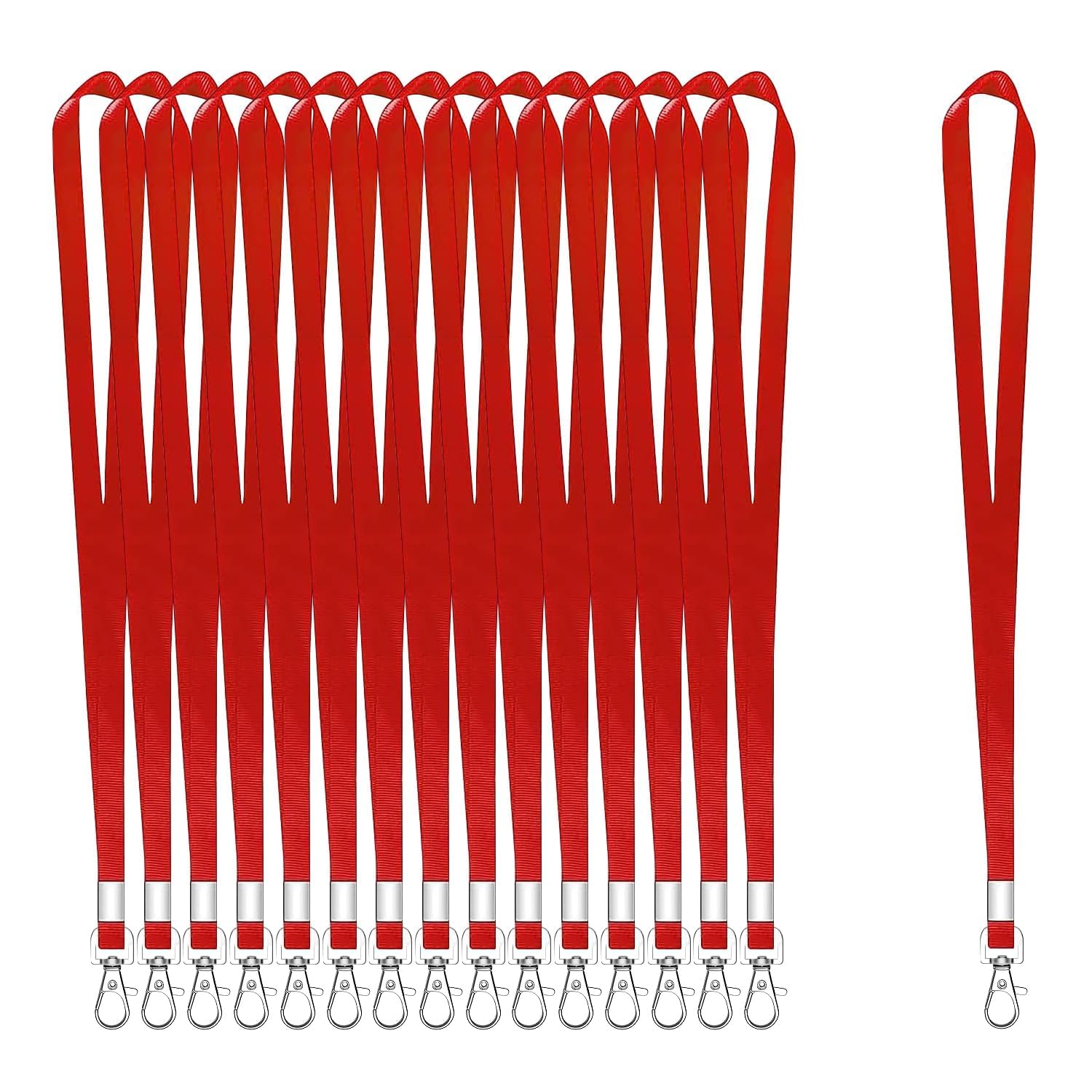 XHDA 50PCS Red Lanyards for Neck, Lanyards for ID Badge, Lanyard with Metal Swivel Hook for ID Card Badge Holder — image 1