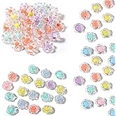 300pcs Transparent Flowers Beads for Jewelry Making Acrylic Rose Beads for Bracelets Making Colorful Glass Bead Charms DIY Necklace Christmas Wedding Decoration Gifts