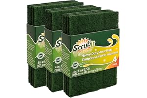 SCRUBIT Scouring Pads - Heavy Duty Household Cleaning Scrubber with Non-Scratch Anti-Grease Technology - Reusable Scrubbing Pads - Green, 12 Pack