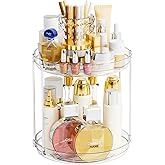 Yieach Clear 360 Rotating Bathroom Counter Organizer,2 Tier Spinning Perfume Organizer and Makeup Tower for Lotion,Hair,Face Skincare Beauty Products,Tiered Lazy Susan and Makeup Organizers for Vanity
