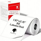 Phomemo Thermal Labels, 1.97"x3.15" Sticker for M110/M100/M220/M108, 90 PCS | 50&times;80mm Waterproof Thermal Stickers Labels, 1 Roll, Use for Barcode, Logo,Listing, Business, Home,Organization, Office White