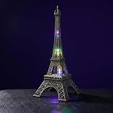 DOITOOL 9.7" Light Up Eiffel Tower Statue, Vintage Bronze Metal LED Night Light, Parisian Tabletop Decor Figurine for Home &amp; Romantic Gift