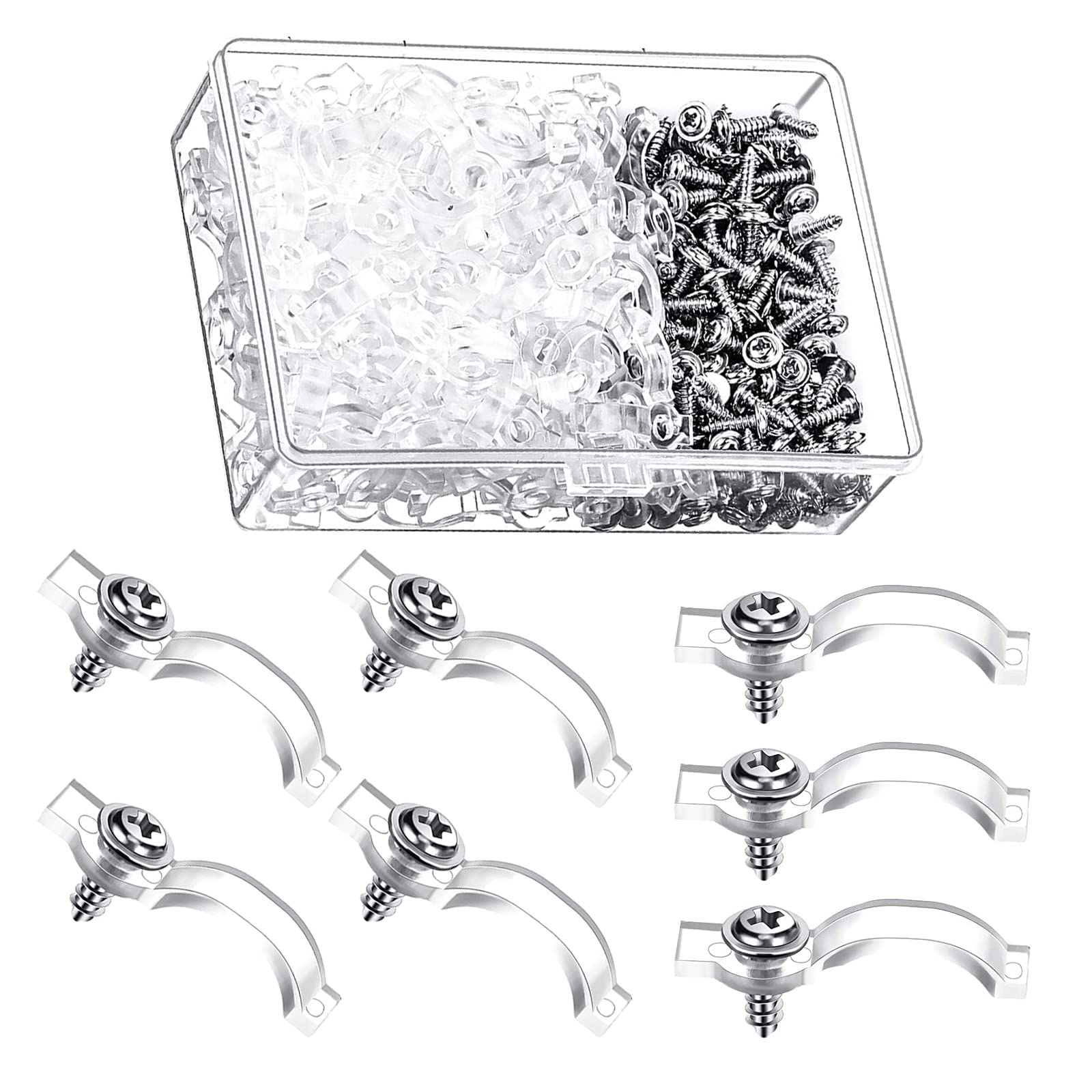 HUAZIZ 200 Pcs Mounting Brackets Clips, Light Strip Clips, Silicone Holder Clip for 10mm Wide IP65 Waterproof 5050 LED Strip Light, Screws 200Pcs Included
