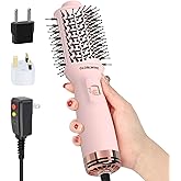 Automatic Dual Voltage Travel Hair Dryer Brush Compact Mini Hot Air Brush with European Plug One Step Blow Dryer and Styler for Women, Oval Barrel 3 Heat & 2 Speed Settings
