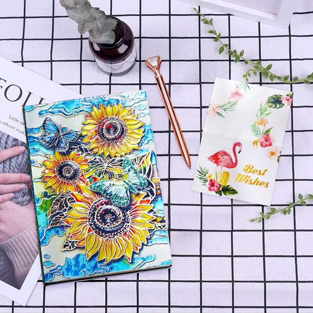 Sunflower Journal, Leather Writing Journal Notebook, A5 Lined Journal, 200Pages, Personal Diary-Antique Handmade Notepad Sketchbook, Travel Diary& Notebooks to Write in, Gift for Women&Gril (Multicolored) : Office Products