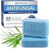 Hermon Antifungal Soap with Tea Tree Oil: Antifungal Bar Soothing Care &amp; Relief of Itchy for Ringworm Jock Itch Athletes Foot - Body &amp; Face Wash (1-Pack (2 Bars Original Tea Tree))