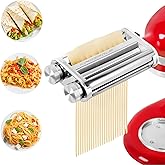 Pasta Maker Attachment for KitchenAid Mixers, Pasta Attachments 3 in 1 Set Included Dough Roller, Spaghetti and Fettuccine Cu